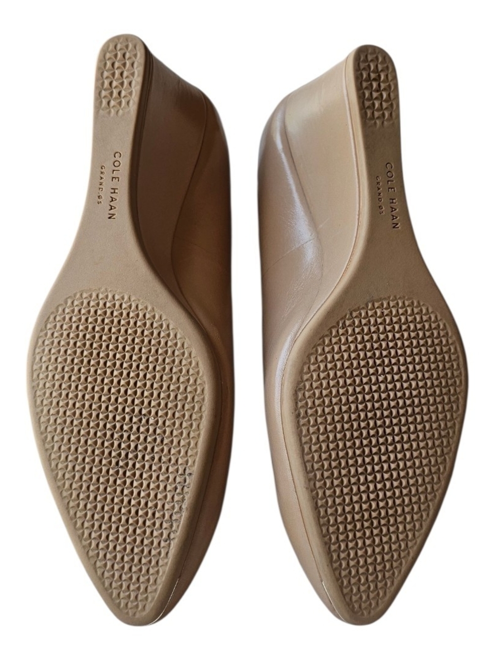Cole Haan Grand Ambition Nude Leather Wedge Pumps Size 6.5B Comfort Shoes - Picture 4 of 8